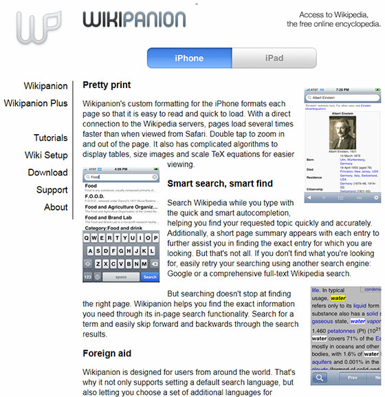 Wikipanion - приложение Википедии на iPhone