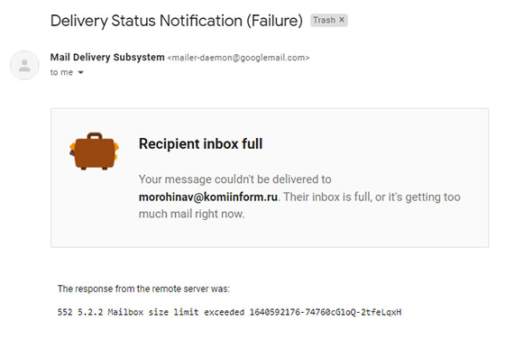 Your message cannot be delivered